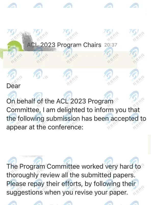 ThinkMind 学员 ACL 2023 录用通知(已打码)