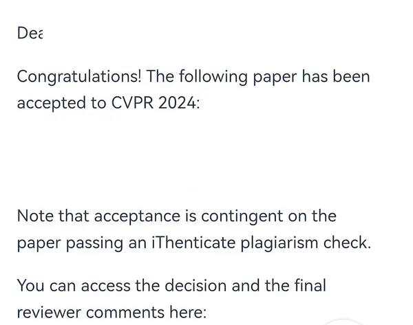 ThinkMind 学员 CVPR 2024 录用通知(已打码)
